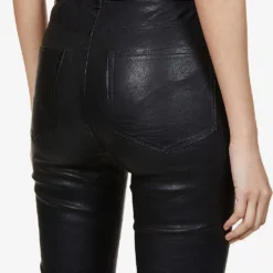 Paige Cindy Slim-fit Mid-rise Leather Jeans -Outlet Pique Style Store R04002436 BLACK ALT05