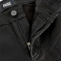 Paige Cindy Slim-fit Mid-rise Leather Jeans -Outlet Pique Style Store R04002436 BLACK ALT06