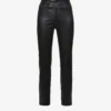 Paige Cindy Slim-fit Mid-rise Leather Jeans