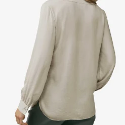 Button-down Collarless Recycled-polyester Shirt 8 Button-down Collarless Recycled-polyester Shirt -Outlet Pique Style Store R04003670 PETALPINK ALT03