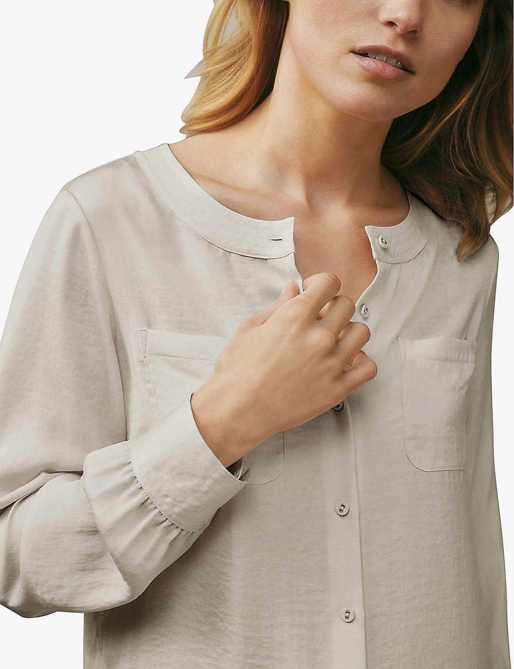 Button-down Collarless Recycled-polyester Shirt 5 Button-down Collarless Recycled-polyester Shirt - Image 5