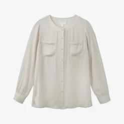 Button-down Collarless Recycled-polyester Shirt