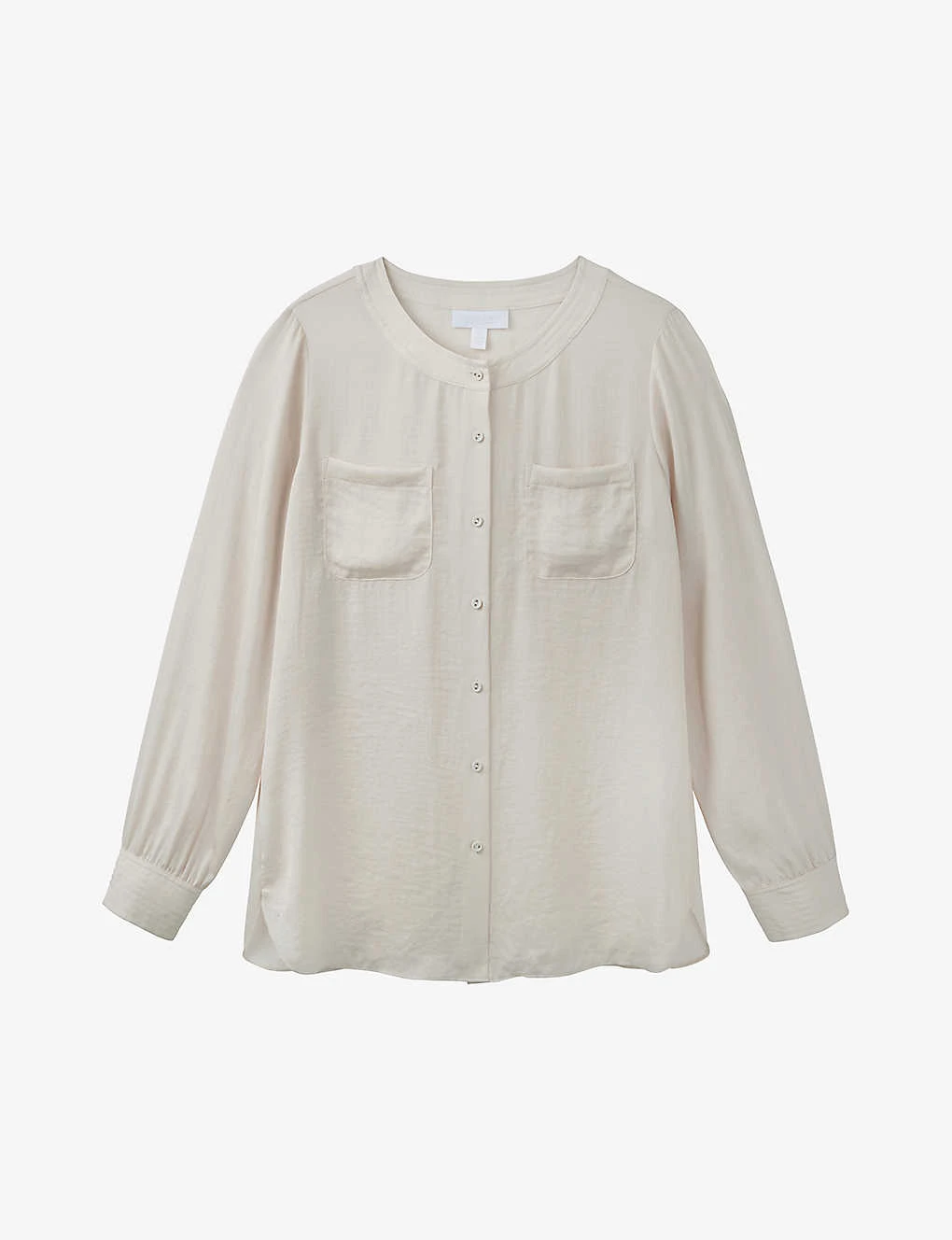 Button-down Collarless Recycled-polyester Shirt 1 Button-down Collarless Recycled-polyester Shirt