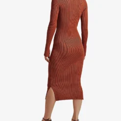 By Malina Tulip Ribbed Knitted Midi Dress -Outlet Pique Style Store R04005513 MOCHA ALT02
