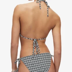 AllSaints Nico Monogram-print Stretch Recycled-nylon Bikini Bottoms -Outlet Pique Style Store R04006601 BLACKWHITE ALT03