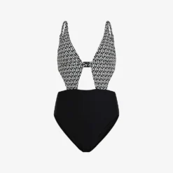 AllSaints Petra Monogram-print Stretch Recycled-polyamide Swimsuit