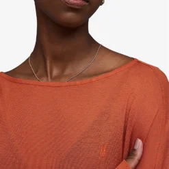 AllSaints Francesco Rita Semi-sheer Woven T-shirt -Outlet Pique Style Store R04006701 RUSTBROWN ALT04