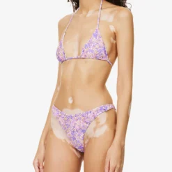 Tropez Ruched Halterneck Bikini Top -Outlet Pique Style Store R04006949 VIOLETFLORAL ALT02
