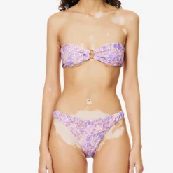 Medea Bandeau Stretch-woven Bikini Top -Outlet Pique Style Store R04006950 VIOLETFLORAL ALT02