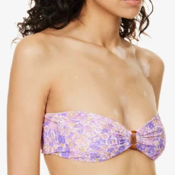 Medea Bandeau Stretch-woven Bikini Top -Outlet Pique Style Store R04006950 VIOLETFLORAL ALT04