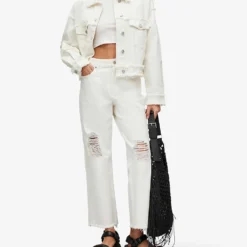 AllSaints April Destroy Straight-leg Mid-rise Denim Jeans -Outlet Pique Style Store R04008748 WHITE ALT01