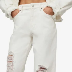 AllSaints April Destroy Straight-leg Mid-rise Denim Jeans -Outlet Pique Style Store R04008748 WHITE ALT04