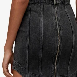 AllSaints Charli Dipped-hem Denim Mini Skirt -Outlet Pique Style Store R04008788 WASHEDBLACK ALT04