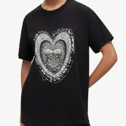 AllSaints Levine Graphic-print Organic Cotton-jersey T-shirt -Outlet Pique Style Store R04009277 BLACK ALT02