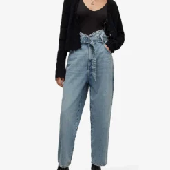 AllSaints Sammy Tapered-leg High-rise Paperbag Jeans -Outlet Pique Style Store R04009299 MIDINDIGOBLU ALT01