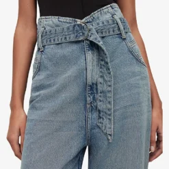 AllSaints Sammy Tapered-leg High-rise Paperbag Jeans -Outlet Pique Style Store R04009299 MIDINDIGOBLU ALT04