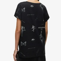 AllSaints Ventra Imogen Graphic-print Cotton T-shirt -Outlet Pique Style Store R04009303 BLACK ALT03