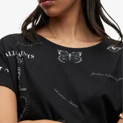 AllSaints Ventra Imogen Graphic-print Cotton T-shirt -Outlet Pique Style Store R04009303 BLACK ALT04