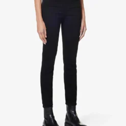 7 For All Mankind Aubrey Slim-fit High-rise Stretch-denim Jeans 8 7 For All Mankind Aubrey Slim-fit High-rise Stretch-denim Jeans -Outlet Pique Style Store R04009793 BLACK ALT02