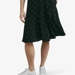 Spot-print Tie-waist Woven Midi Skirt -Outlet Pique Style Store R04010723 BLACK ALT02