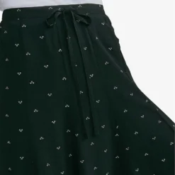 Spot-print Tie-waist Woven Midi Skirt -Outlet Pique Style Store R04010723 BLACK ALT04