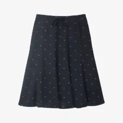 Spot-print Tie-waist Woven Midi Skirt