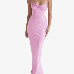 Charmaine Corset Satin Maxi Dress -Outlet Pique Style Store R04011195 PINK ALT02
