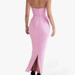 Charmaine Corset Satin Maxi Dress -Outlet Pique Style Store R04011195 PINK ALT03