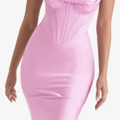 Charmaine Corset Satin Maxi Dress -Outlet Pique Style Store R04011195 PINK ALT04