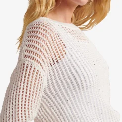 Open-knit Organic-cotton Blend T-shirt -Outlet Pique Style Store R04044640 PORCELAIN ALT03