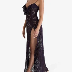 Malia Ruffle-trim Lace Maxi Dress -Outlet Pique Style Store R04053546 NIGHTSHADE ALT02