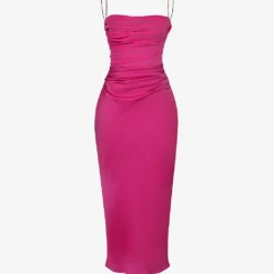 Teia Sweetheart-neck Satin-crepe Midi Dress