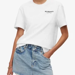 AllSaints Bryn Logo-print Oversized Cotton-jersey T-shirt -Outlet Pique Style Store R04057447 WHITE ALT02
