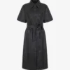 Gitty Belted Leather Midi Dress