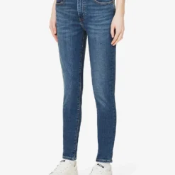 Levis 721 Contrast-stitch Tapered High-rise Stretch-denim Jeans -Outlet Pique Style Store R04062385 BLUEWAVEDARK ALT02