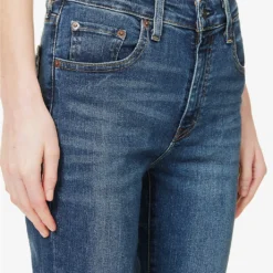 Levis 721 Contrast-stitch Tapered High-rise Stretch-denim Jeans -Outlet Pique Style Store R04062385 BLUEWAVEDARK ALT04