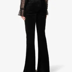 Paige Laurel Canyon High-rise Flared-leg Stretch-cotton And Rayon-blend Trousers -Outlet Pique Style Store R04062753 BLACKVELVET ALT03