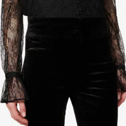 Paige Laurel Canyon High-rise Flared-leg Stretch-cotton And Rayon-blend Trousers -Outlet Pique Style Store R04062753 BLACKVELVET ALT04