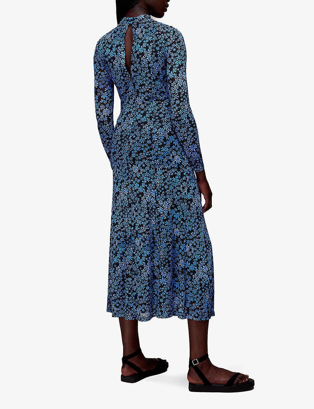 Whistles Boho Floral-print Roll-neck Mesh Polyester Midi Dress 4 Whistles Boho Floral-print Roll-neck Mesh Polyester Midi Dress - Image 4