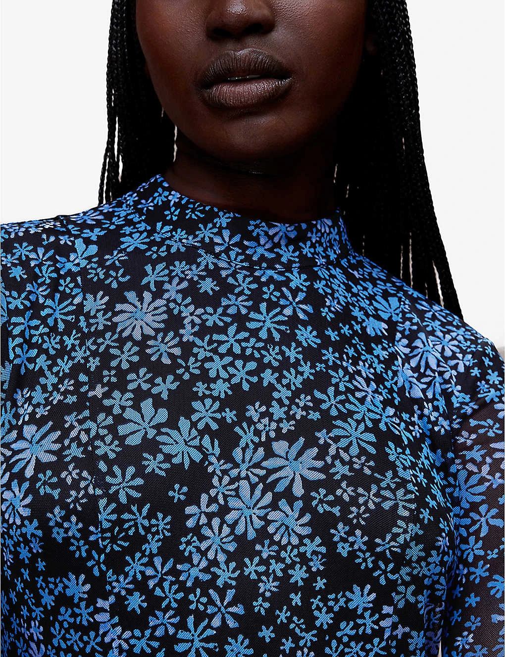 Whistles Boho Floral-print Roll-neck Mesh Polyester Midi Dress 5 Whistles Boho Floral-print Roll-neck Mesh Polyester Midi Dress - Image 5