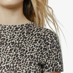 Ikks Short-sleeve Leopard-print Woven T-shirt -Outlet Pique Style Store R04063146 ROOD ALT04