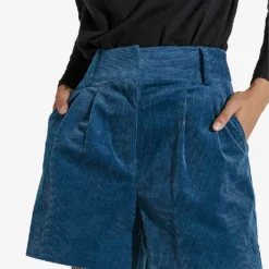Ikks High-rise Stretch-corduroy Shorts -Outlet Pique Style Store R04063192 ROYALBLUE ALT02