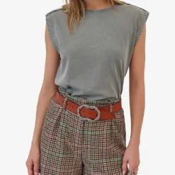 Ikks Checked High-rise Wool-blend Shorts -Outlet Pique Style Store R04063193 BROWN ALT02