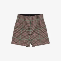 Ikks Checked High-rise Wool-blend Shorts