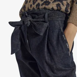 Ikks Crystal-embellished Paperbag-waist High-rise Stretch-denim Jeans -Outlet Pique Style Store R04063201 DARKBLUE ALT04