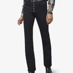 Ikks Flared High-rise Stretch-denim Jeans -Outlet Pique Style Store R04063202 BLACK ALT02