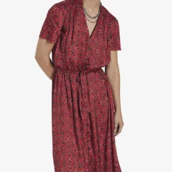 Ikks Bandana-print Woven Midi Dress -Outlet Pique Style Store R04063211 RED ALT02