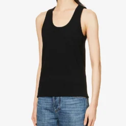 Bottega Veneta Scoop-neck Stretch-cotton Tank Top -Outlet Pique Style Store R04064575 BLACK ALT02