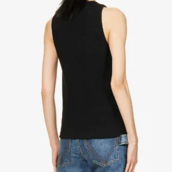 Bottega Veneta Scoop-neck Stretch-cotton Tank Top -Outlet Pique Style Store R04064575 BLACK ALT03