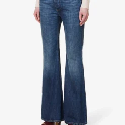 Bottega Veneta Contrast-patch Flared-leg High-rise Jeans -Outlet Pique Style Store R04064579 MIDBLUE ALT02